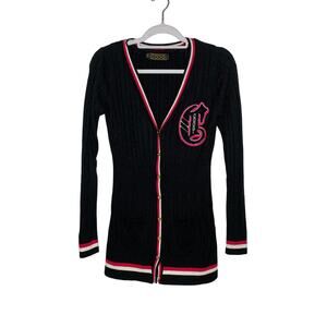 COOGI Vintage Academia Y2K Preppy Cable Knit Cardigan